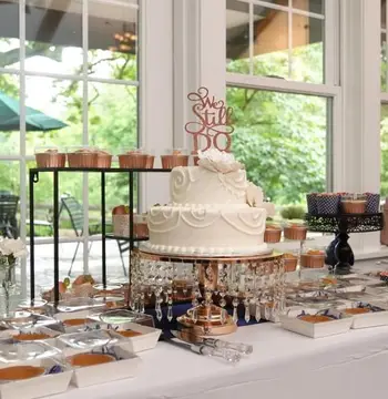 Wedding cake and sweets displayed by For Goodness Sakes